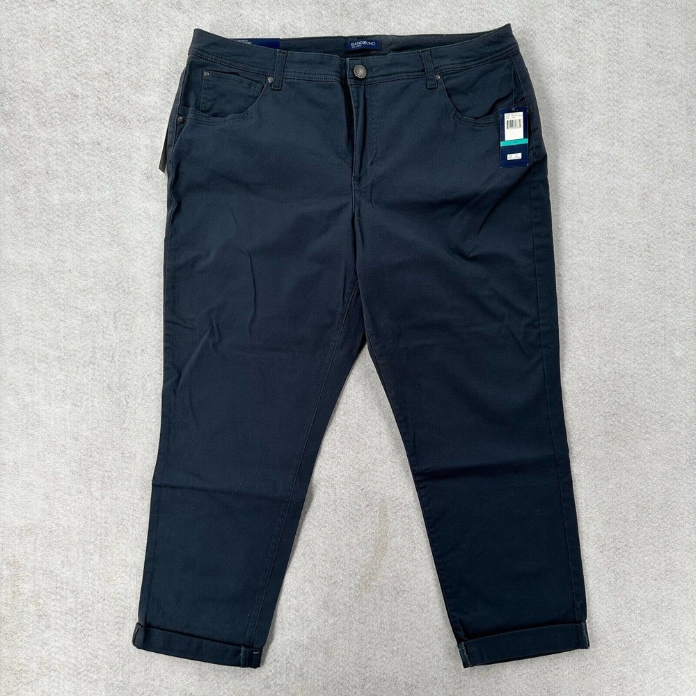 NWT BANDOLINO‎ Jeans Ankle Pants Womens 16 Lania Roll Cuff Khaki Anklette Gray